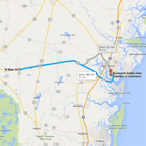map from Golden Isles to Hoboken GA
